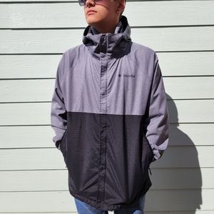 Gray and Black Lightweight Hooded Columbia Jacket with Vents Men's Size Large